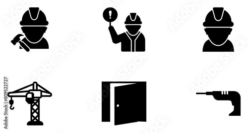 Construction Glyph Icon pictogram symbol visual illustration Set