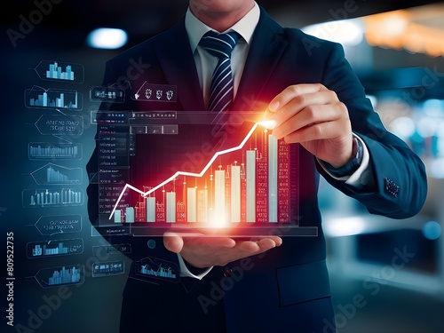 business person holding graph
