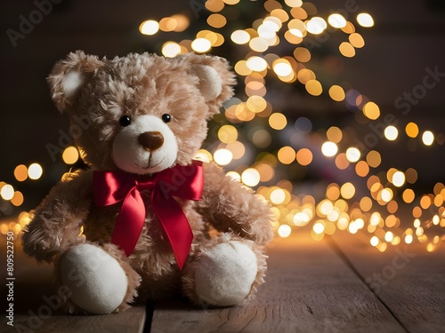 teddy bear on christmas tree