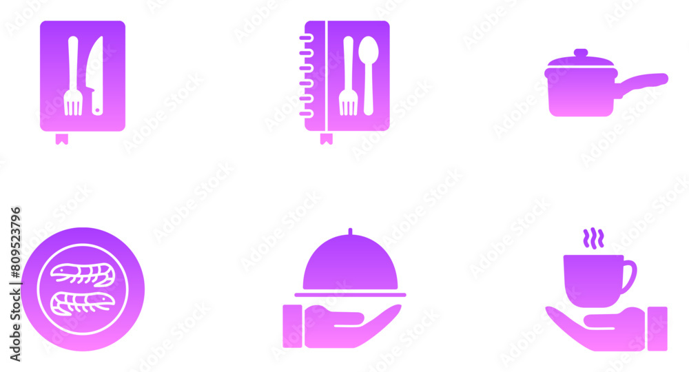 Kitchen Glyph Gradient Icon pictogram symbol visual illustration Set Kitchen Glyph Gradient Icon pictogram symbol visual illustration Set