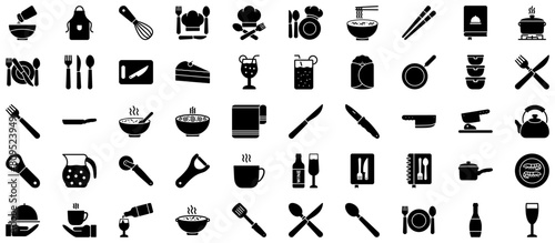 Kitchen Glyph Icon pictogram symbol visual illustration Set