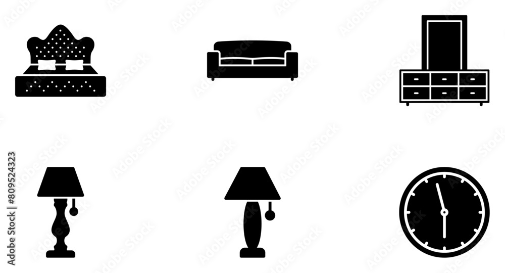 Fototapeta premium Furniture Glyph Icon pictogram symbol visual illustration Set