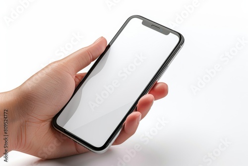 Blank Smartphone Mockup on Hand created with Generative AI