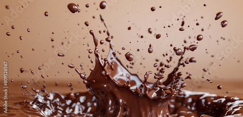 Chocolate milk bursting forth in a chaotic yet beautiful splash  each droplet suspended in a moment of pure indulgence