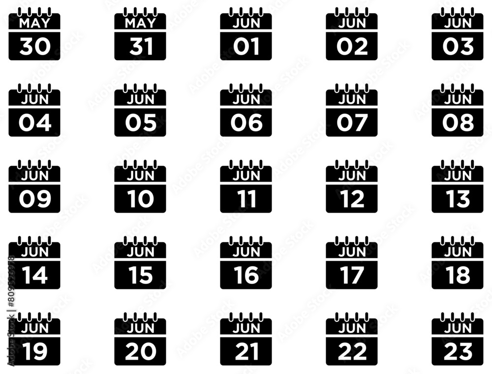 Calendar Glyph Icon pictogram symbol visual illustration Set Calendar Glyph Icon pictogram symbol visual illustration Set