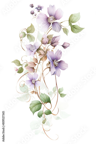 PNG Flower pattern plant white background.