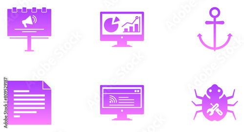 Phone And Tablet Glyph Gradient Icon pictogram symbol visual illustration Set