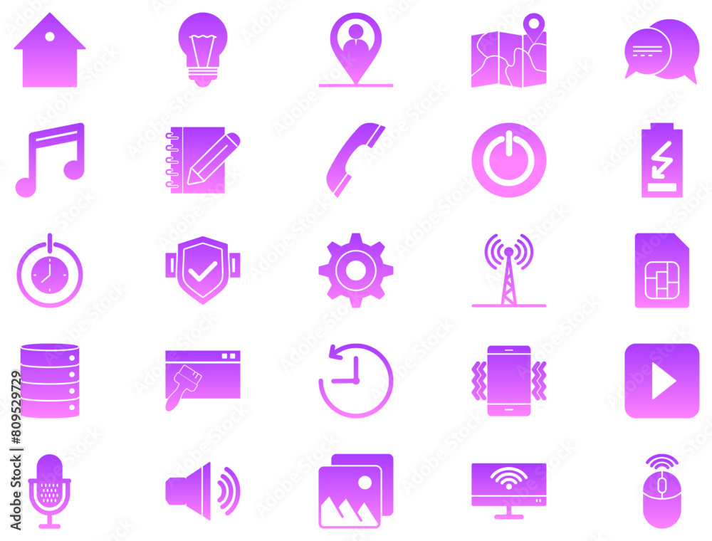 Phone And Tablet Glyph Gradient Icon pictogram symbol visual illustration Set Phone And Tablet Glyph Gradient Icon pictogram symbol visual illustration Set
