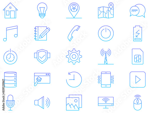 Phone and Tablet Line Gradient Icon pictogram symbol visual illustration Set