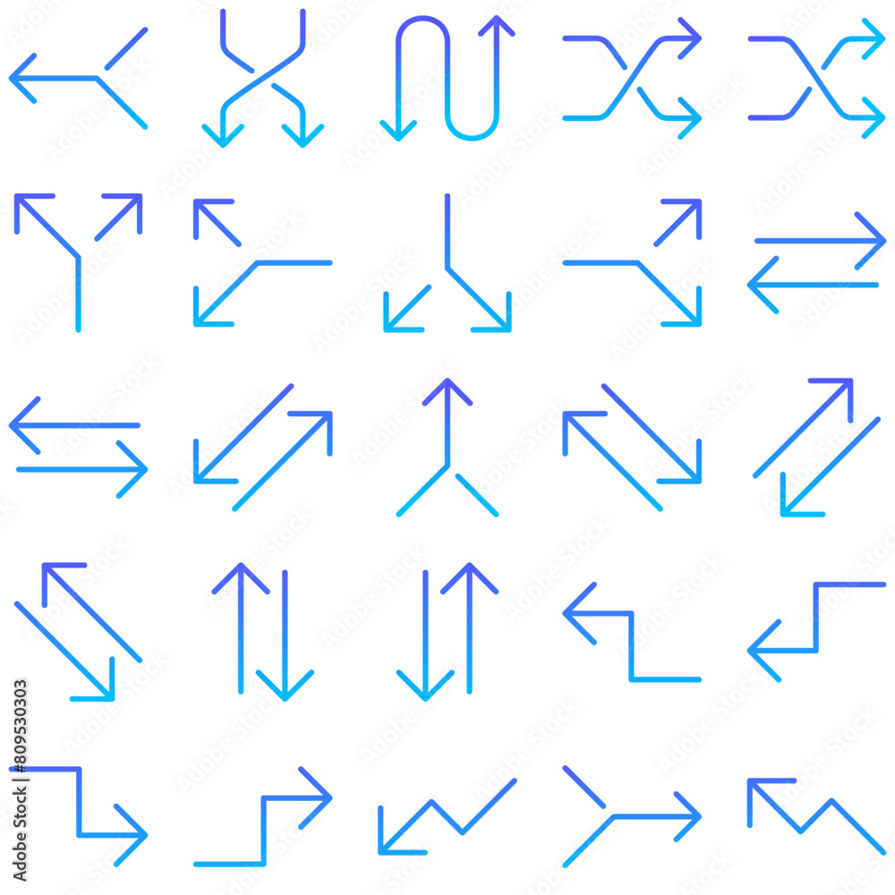 Arrow Line Gradient Icon pictogram symbol visual illustration Set Arrow Line Gradient Icon pictogram symbol visual illustration Set