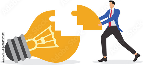 Jigsaw puzzle light bulb Businessman