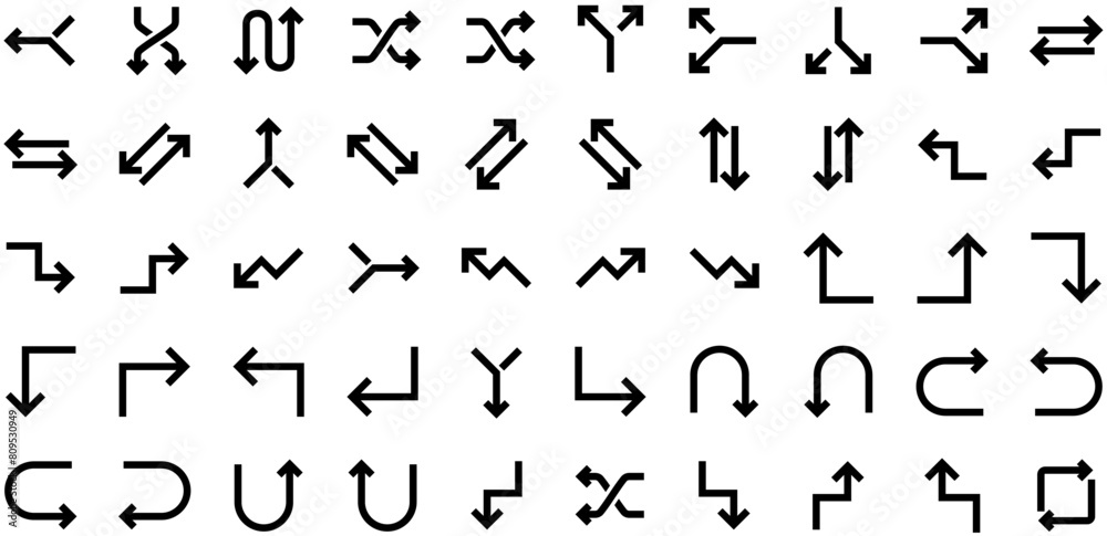 Arrow Glyph Icon pictogram symbol visual illustration Set Arrow Glyph Icon pictogram symbol visual illustration Set