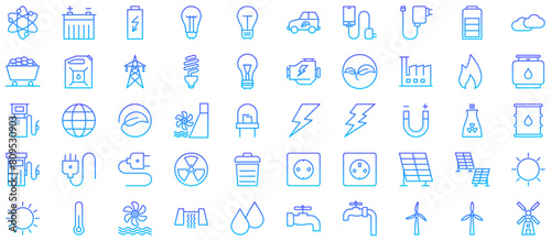Energy Line Gradient Icon pictogram symbol visual illustration Set