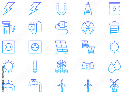 Energy Line Gradient Icon pictogram symbol visual illustration Set