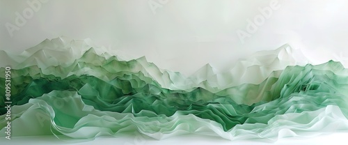 Landscape banner layers of paper green mountains papercraft