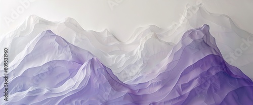 Landscape banner layers of crumpled texture purple mountain gauze cloth background