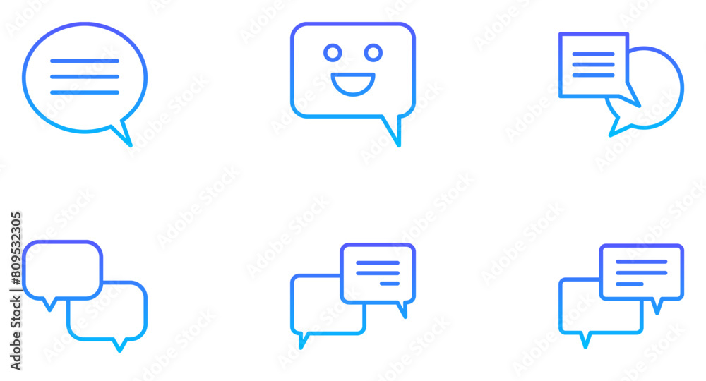 Speech Bubbles Line Gradient Icon pictogram symbol visual illustration Set Speech Bubbles Line Gradient Icon pictogram symbol visual illustration Set