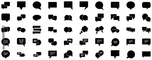 Speech Bubbles Glyph Icon pictogram symbol visual illustration Set