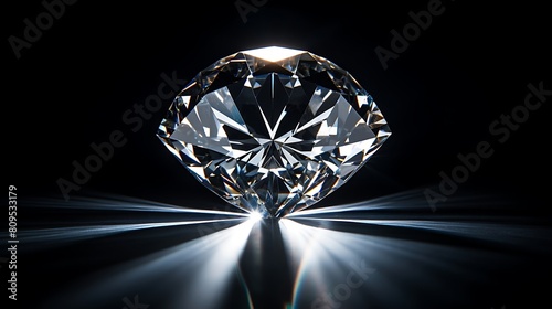 A Solitary Gleaming Diamond Set Against a Dark  Velvety Background  Highlighting Timeless Elegance and Radiant Beauty
