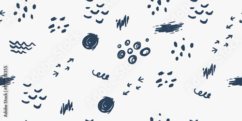 Doodle pattern. Squiggles and hand-drawn dots and arrows.