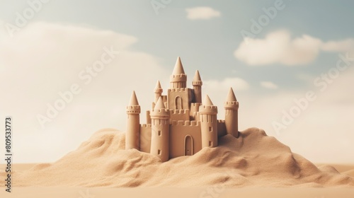 Sandcastle in the desert. Vintage style photo
