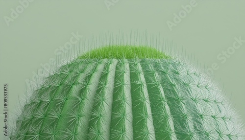 Surface of a prickly cactus with detailed spines and green color variations, showcased  photo