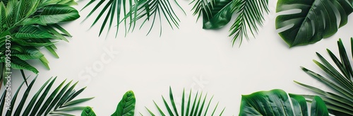 some green leaves on a white background.