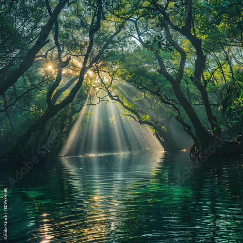 morning in the mangrove forest photo