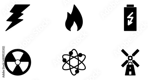 Energy Glyph Icon pictogram symbol visual illustration Set