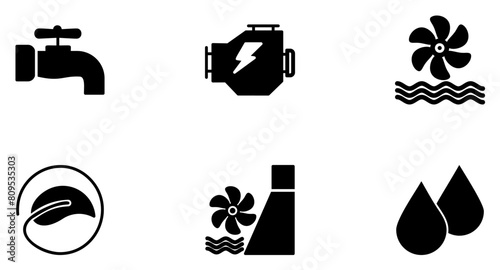 Energy Glyph Icon pictogram symbol visual illustration Set