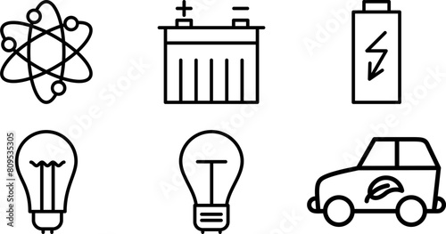 Energy Lin Icon pictogram symbol visual illustration Set