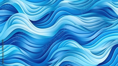 Blue waves pattern. Summer lake wave  water flow abstract vector seamless background Generative AI