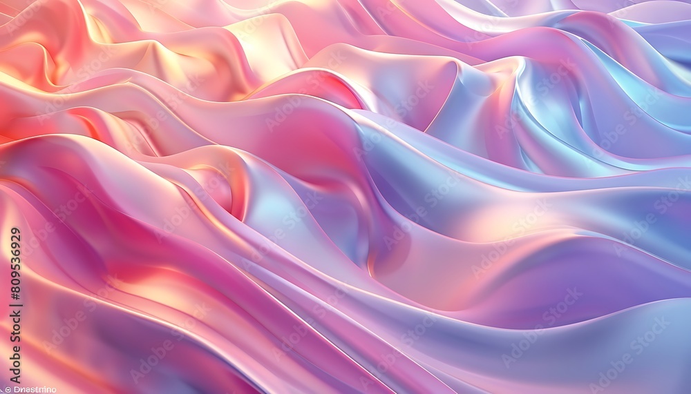 Obraz premium 3d rendering of abstract wavy background in pink and blue colors