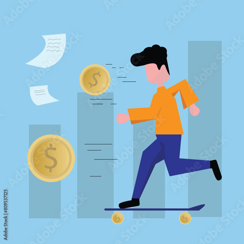 men are chasing coins & securities
