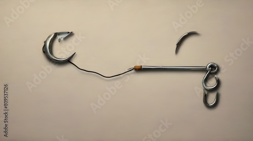 Phishing Awareness A conceptual image of a fishing hook disguised as an email icon, warning viewers about the dangers of falling for phishing scams and fraudulent. generative.ai