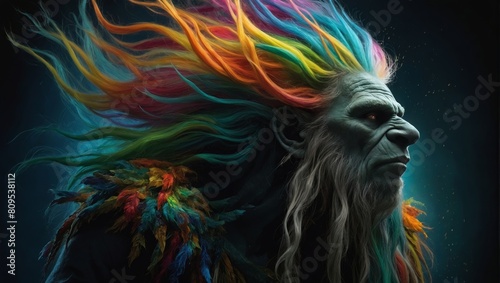 Vivid Enchanting Elysian Troll Radiating Bright Colors Fantasy Artryfall. photo