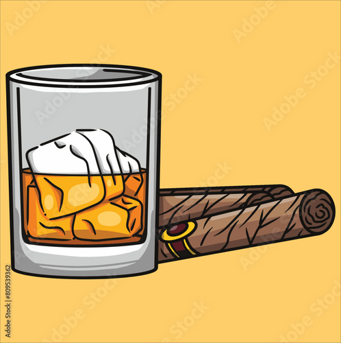 A Glass of Bourbon with Cigars