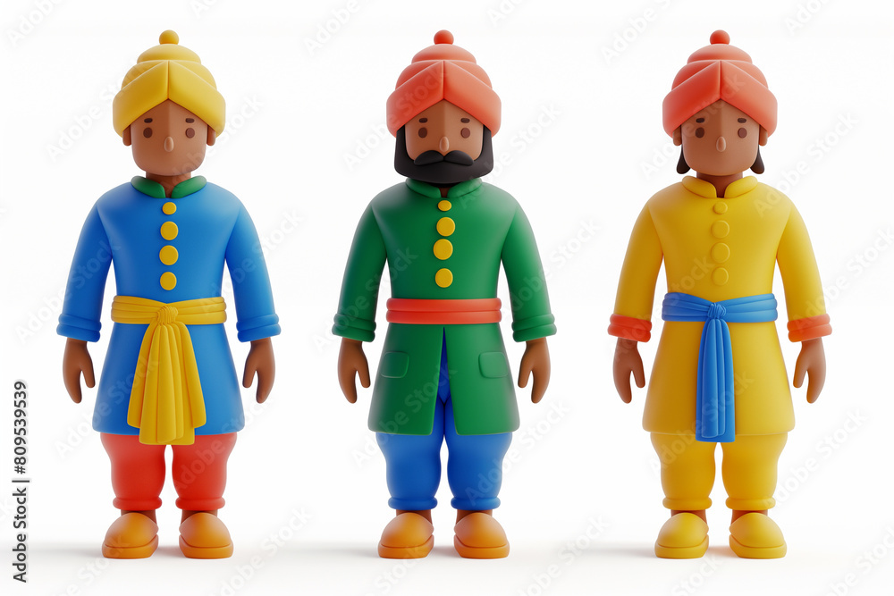 3d illustration of a people from different culture icon style isolated