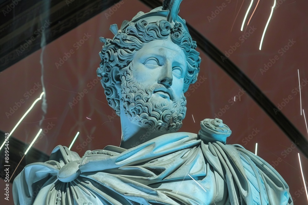 Obraz premium Abstract classic stoic ancient greek, roman sculpture. Portraying a style of historical stoicism with a cultural expression.
