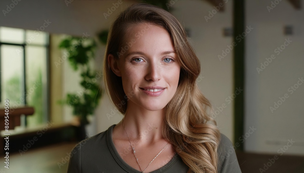 Portrait of a young woman standing in a yoga studio Portrait of a young woman standing in a yoga studio