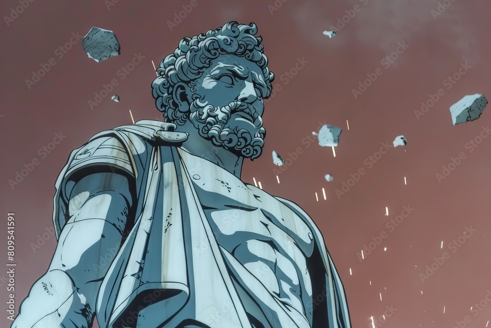 Obraz premium Abstract classic stoic ancient greek, roman sculpture. Portraying a style of historical stoicism with a cultural expression.