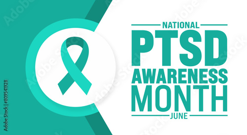 Posttraumatic Stress Disorder or PTSD Awareness Month background template. Holiday concept. use to background, banner, placard, card, and poster design template with text inscription photo