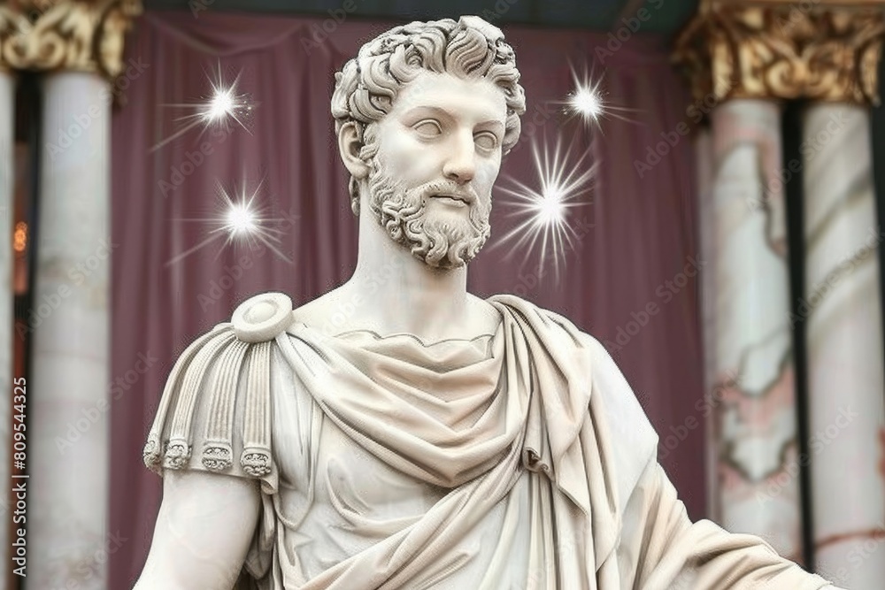 Obraz premium Abstract classic stoic ancient greek, roman sculpture. Portraying a style of historical stoicism with a cultural expression.