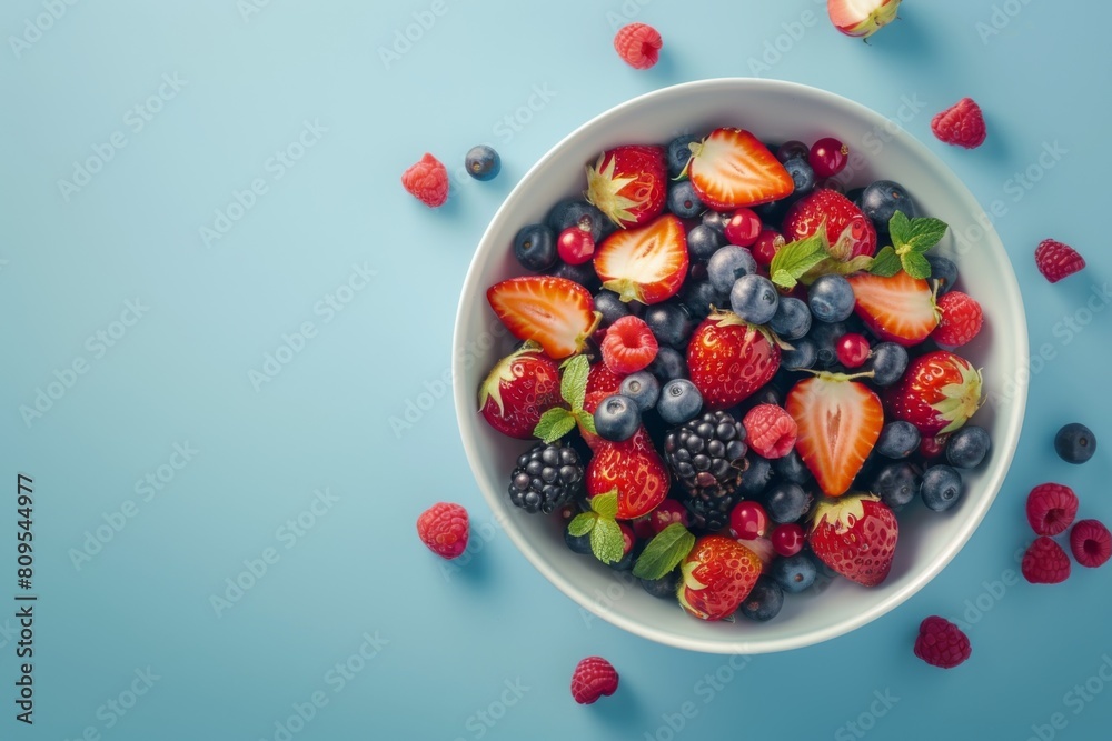 a bowl filled with a colorful mix of fresh berries a bowl filled with a colorful mix of fresh berries