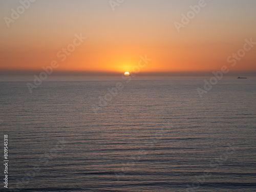 View to Pacific Ocean during the sunset in Palos Verdes Estates Shoreline in California