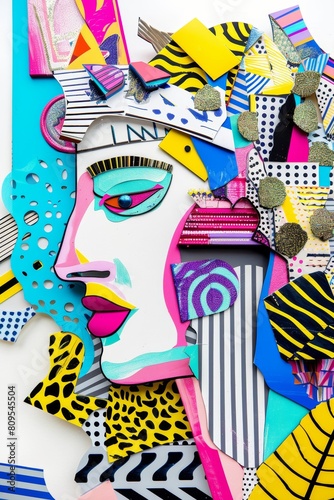 Vibrant Memphis Art Inspired Cleopatra Collage Generative AI © Alexander