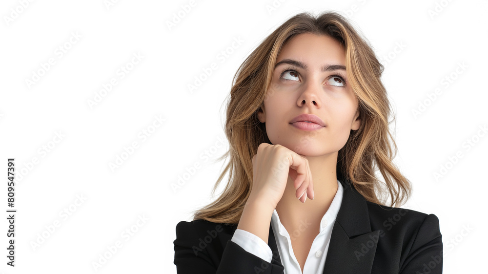 Portrait of a thoughtful young businesswoman isolated on a transparent background Portrait of a thoughtful young businesswoman isolated on a transparent background