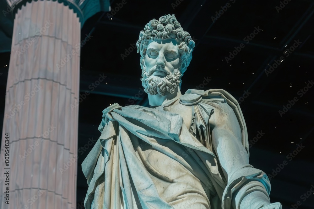 Obraz premium Abstract classic stoic ancient greek, roman sculpture. Portraying a style of historical stoicism with a cultural expression.