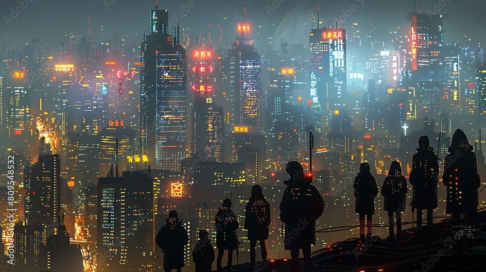 Fototapeta premium Futuristic high-definition digital fusion, clever integration of artificial intelligence, machine learning, and big data elements in a high-tech style, science, artificial intelligence technology, inn