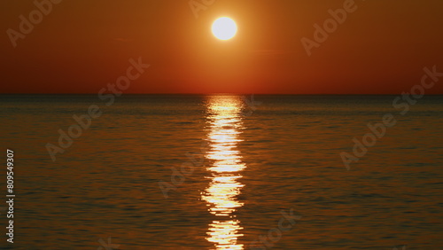 Travel Beginning. Ocean Water And Dramatic Sun Down Sea Waterscape. Summer Sunset Seascape. Slow motion.